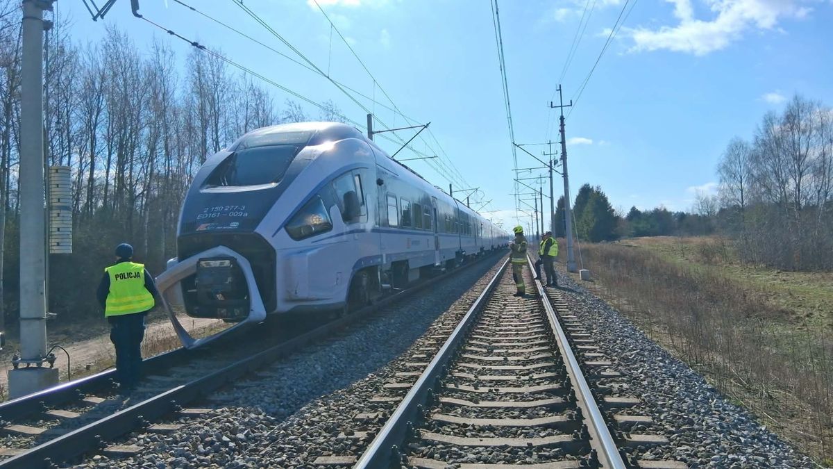 pociąg, tory, służby, Fot. OSP Szczukowice/Facebook