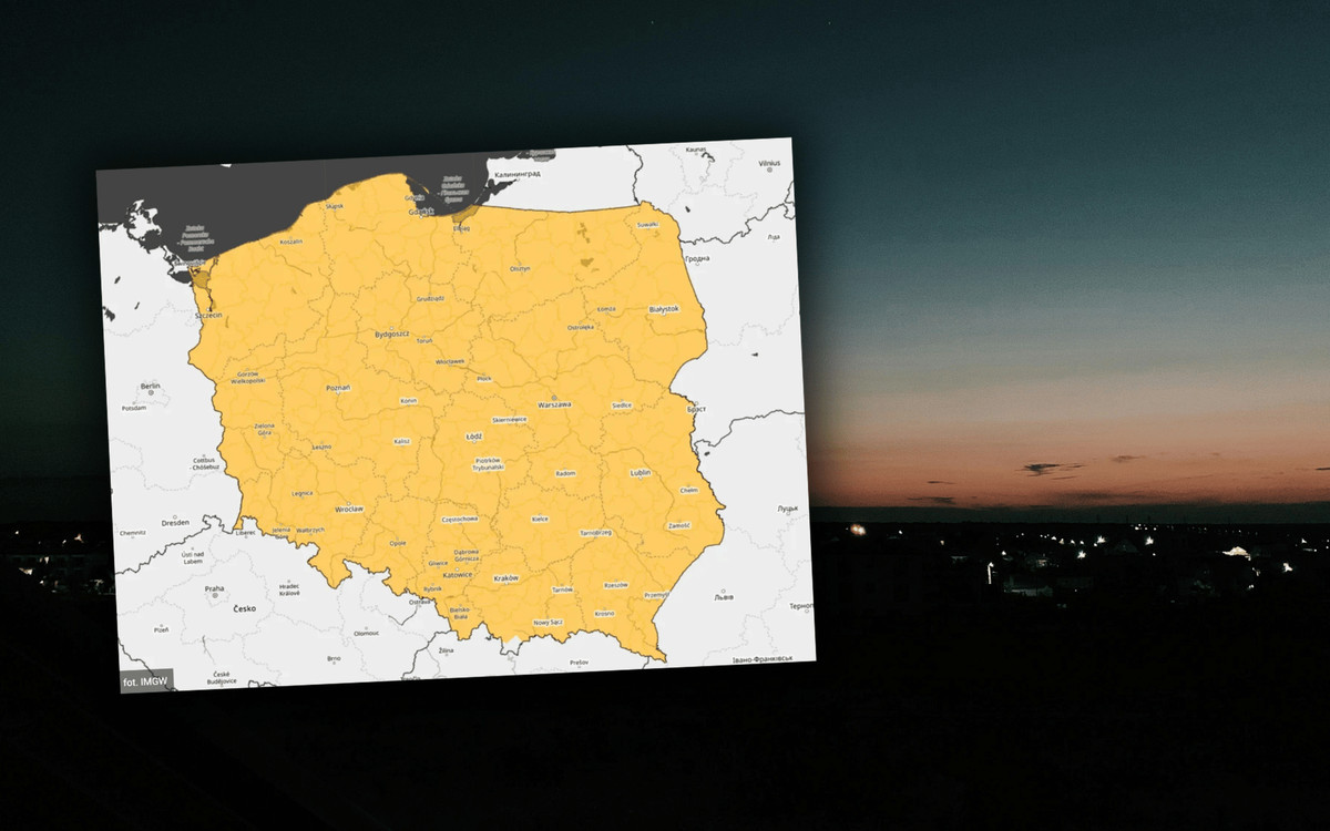 Cała Polska na żółto. Ostrzeżenia IMGW, zacznie się już w nocy