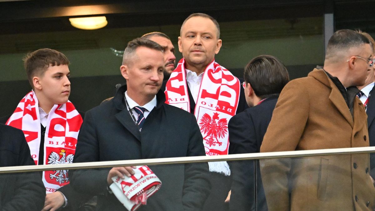 Karol Nawrocki na meczu Polska - Albania, Fot. KAPiF