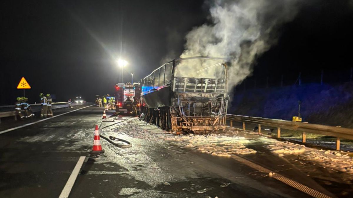 Pożar autobusu Fot. KSRG OSP Bukowiec