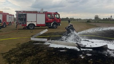 Wypadek lotniczy na Mazowszu. Maszyna stanęła w płomieniach