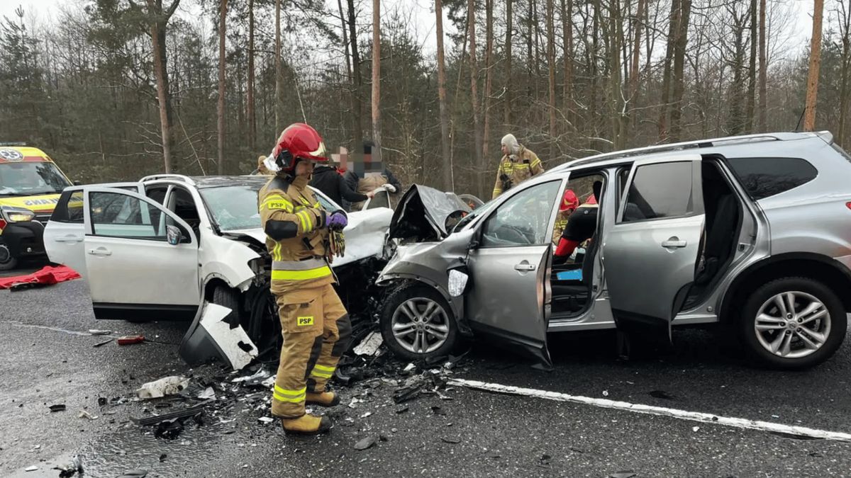 Wypadek. Fot. KM PSP Rzeszów