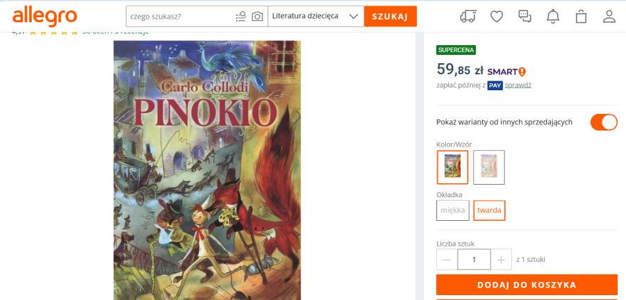 "Pinokio" fot. screen z allegro.pl