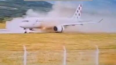 Samolot wypadł z pasa w trakcie startu. Dramatyczne sceny na lotnisku