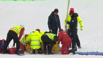 Koszmarny upadek Kacpra Tomasiaka. Służby pilnie zniosły go na noszach