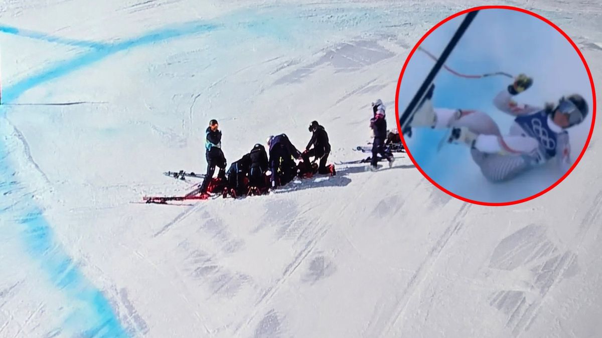 wypadek Lindsay Vonn (Fot. screen Eurosport)